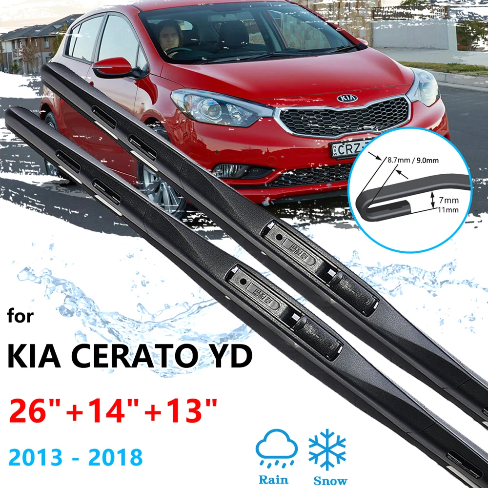 For KIA Forte Cerato YD K3 2013~2018 Front Rear Set Kit Wiper Blades Brushes Coupe Hatchback Cleaning Windows Auto Accessories