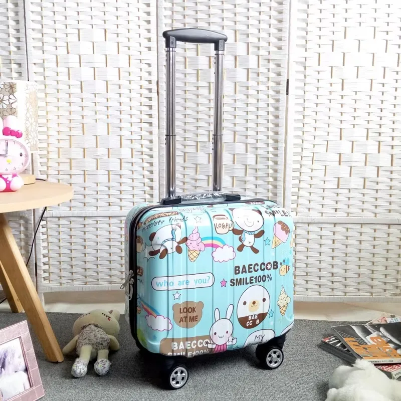 Cartoon Pattern 18 inch Mini Suitcase for Children Small Carry-on Luggage Rolling Trolley Case