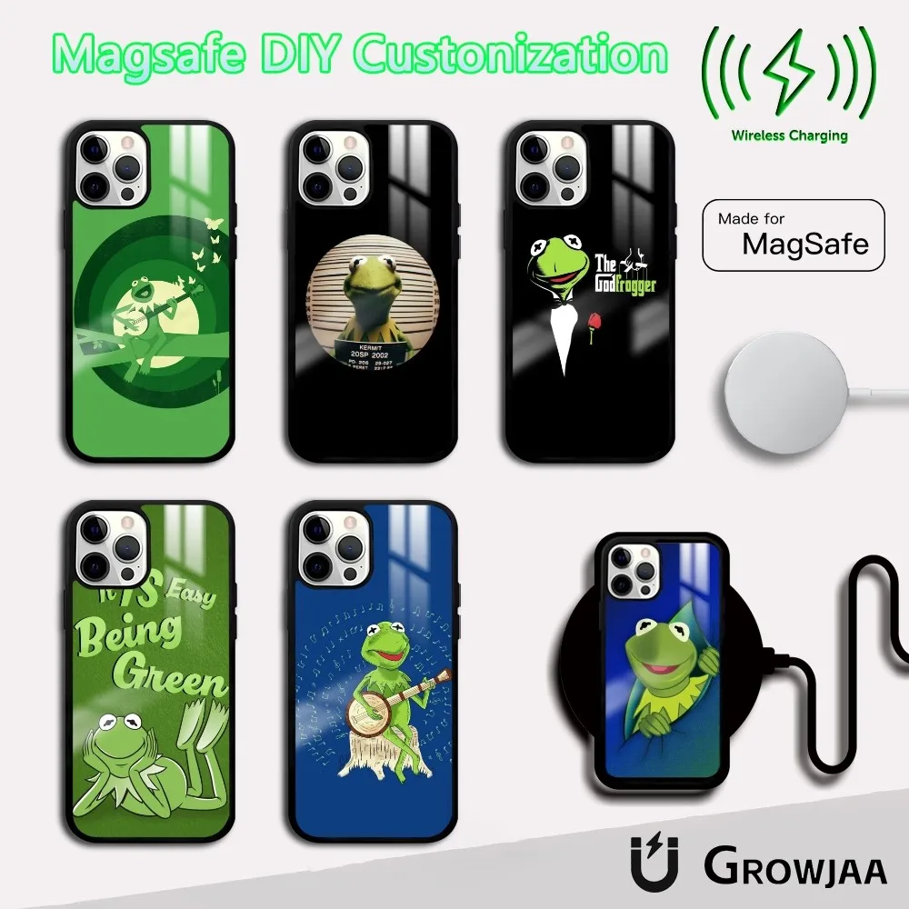

Kermit the Frog Phone Case For iPhone 16 15 14 13 12 11 Pro Max Plus Mini Magsafe Mirror Wireless Magnetic Cover