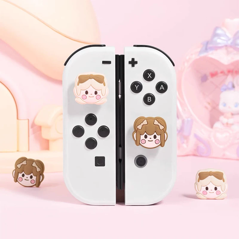 4pcs Kawaii Girls Panda Silicone Analog Thumb Grip Caps For Nintendo Switch OLED/Switch Lite/Switch Joystick Protective Cover