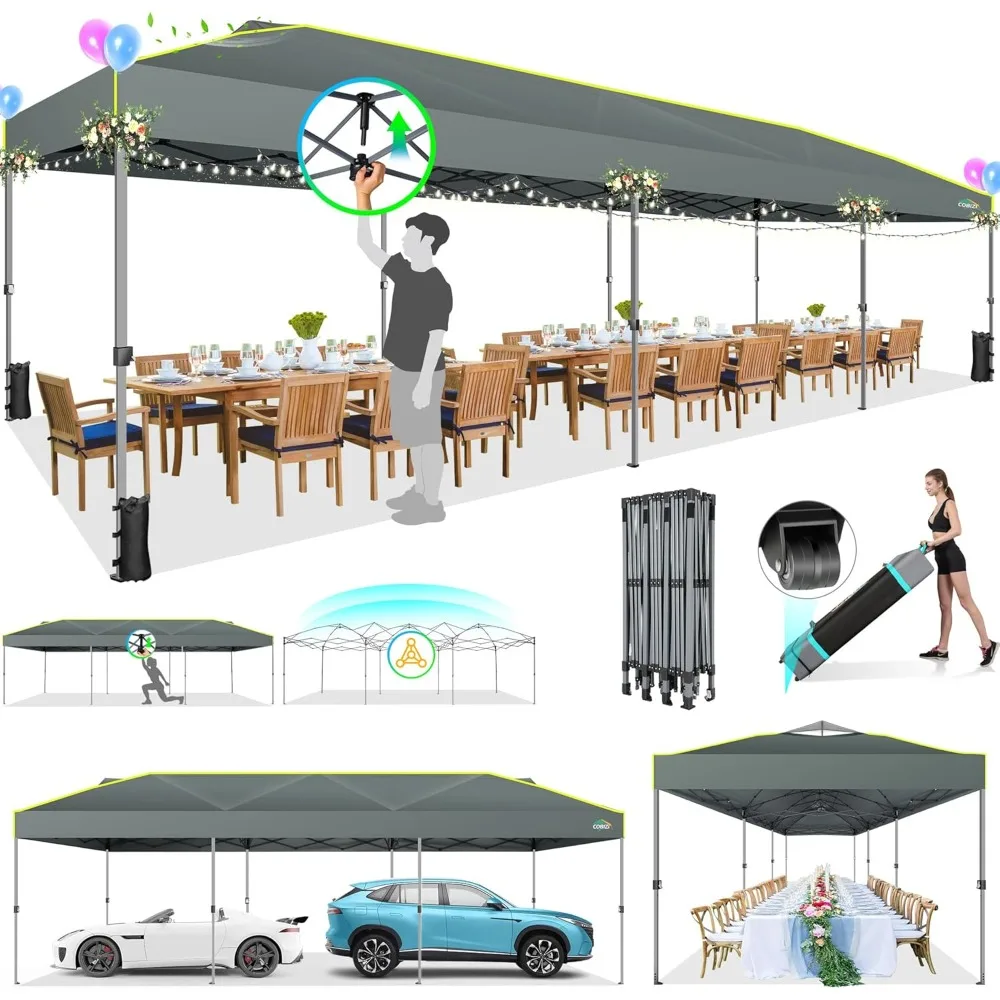 COBIZI 10x30 Up Canopy Tent with Air Vent EZ Up Party 10x30 Canopy Tent Waterproof and UPF50+,Outdoor Canopy Tent for