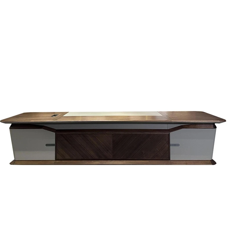 مكتب تنفيذي حديث مصمم باللون البني الجمالي مكاتب مكتبية فاخرة كبيرة أدراج بيضاء أثاث مكتبي رخيص من Mesa De Escritorio