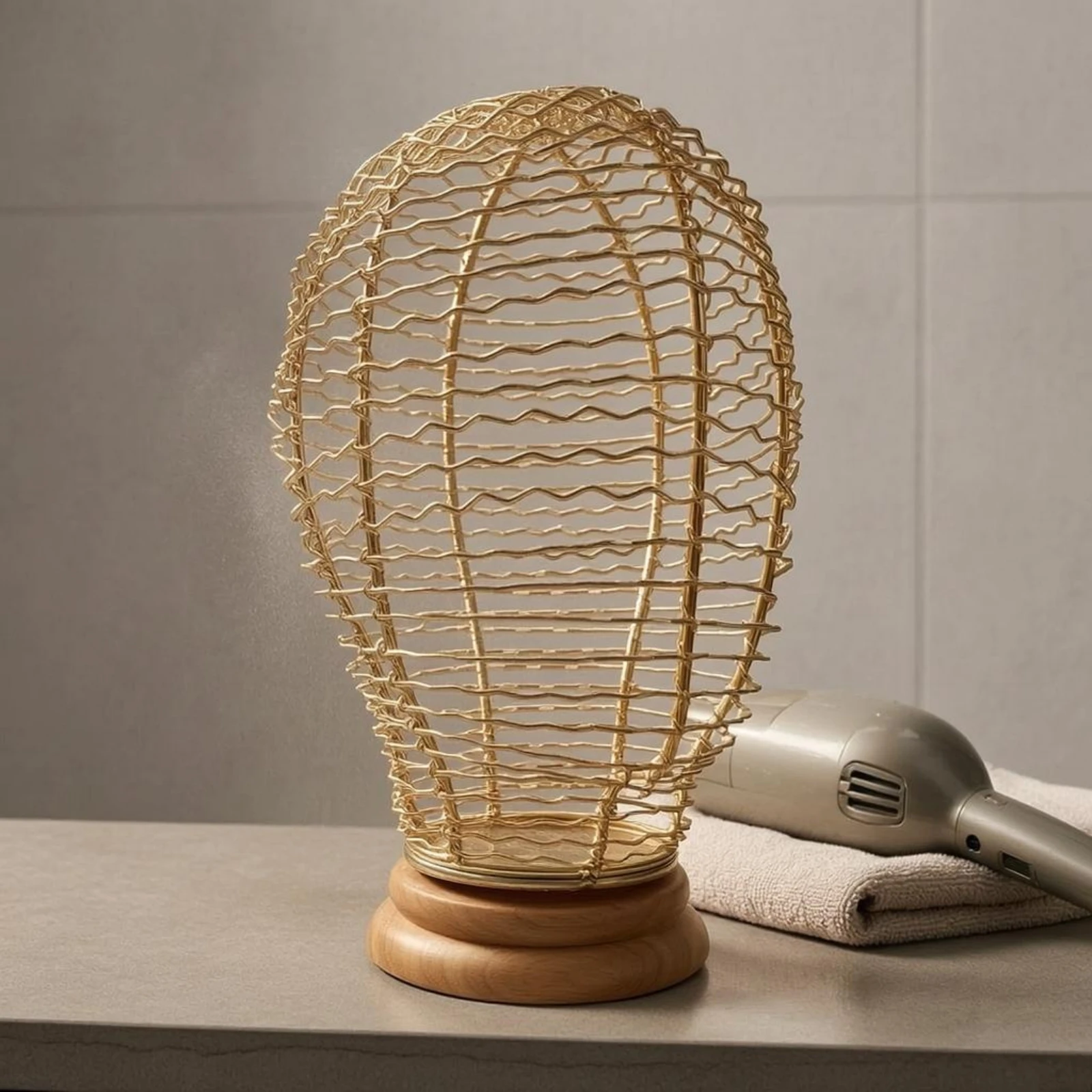 Wire Mannequin Head Decorative Design Wood Base Hat Stand Wire Hat Stand Long-Lasting Lightweight