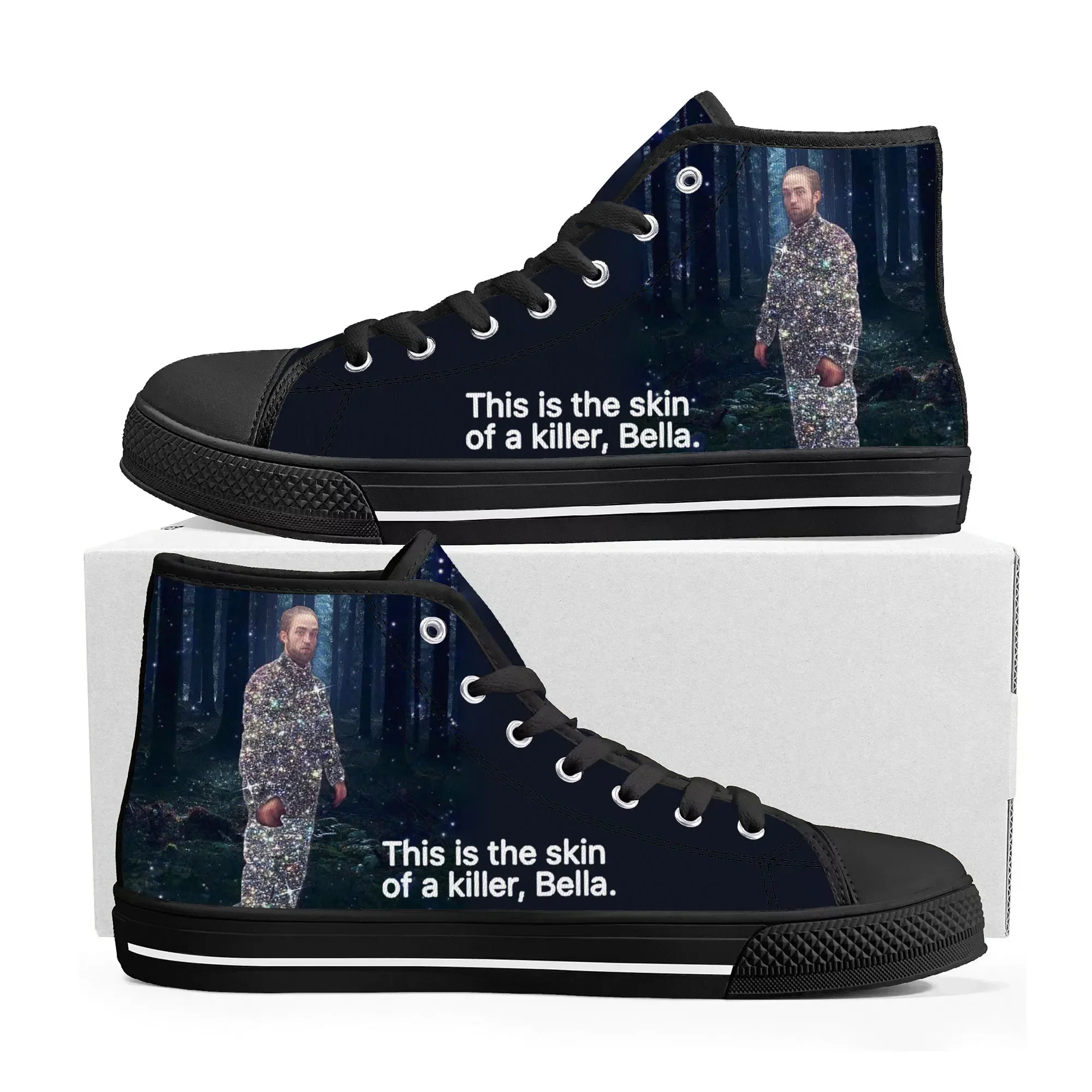 

Hot Robert Pattinson Standing Meme High Top Sneakers Men Women Teenager Canvas Sneaker Twilight Casual Couple Shoes Custom Shoe