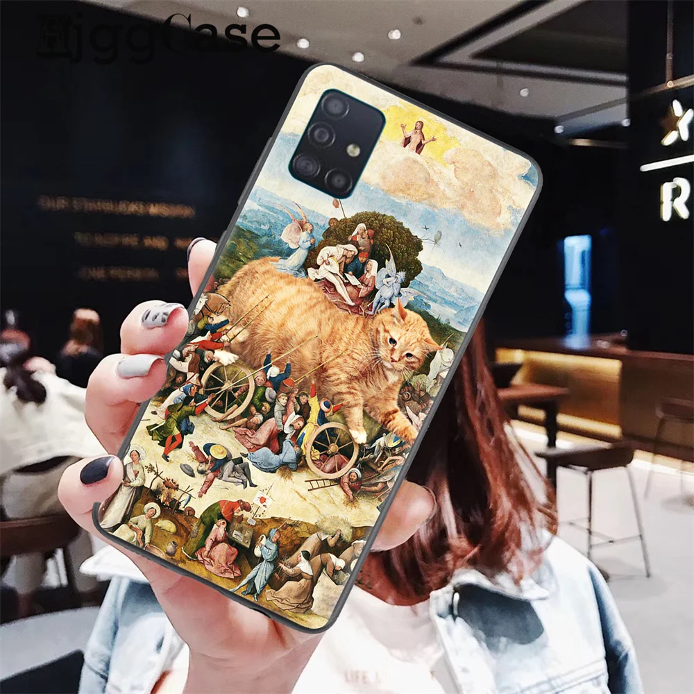 Van Gogh Mona Lisa Fun Cat Art Phone Case For Samsung Galaxy A52 A72 A32 A70 A51 A71 A53 A73 A33 A50 S23 S20 S21 S22 Plus Ultra