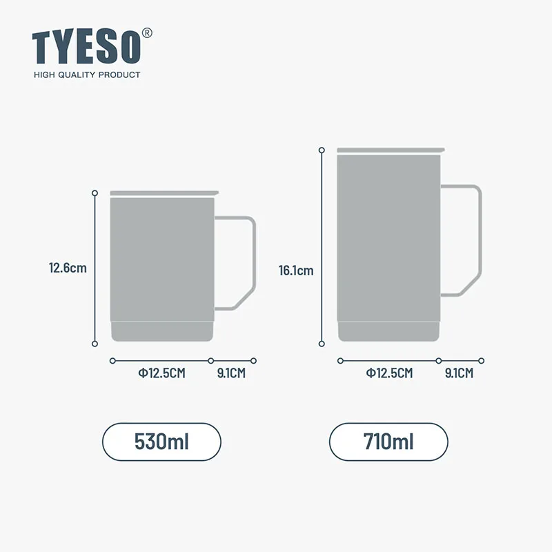 TYESO TS-8836/TS-8837 530ml/710ml 304 Stainless Steel Thermos Tumbler Bottle With Handle Insulated Flask Vacuum Water Cup