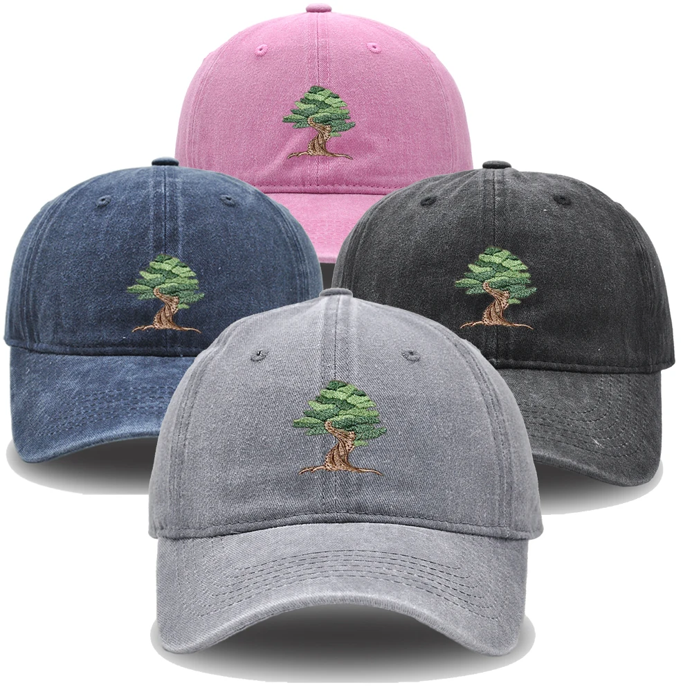 BONSAI  TREE Hat Embroidered ORNAMENTAL TREE Baseball Cap Retro Men Woman Cotton Hat Unisex