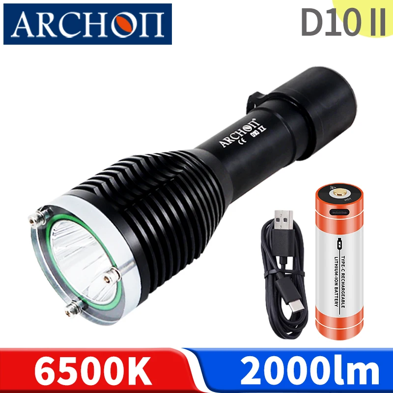 

D10 II Scuba diving flashligh 2000lm dive lights Underwater 100m Dive lighting torch Hunting Outdoor Rescue Sea Fishing Lighting