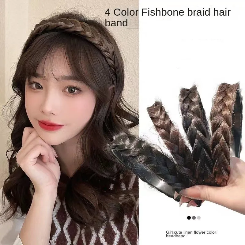 

New Women's Non-Slip Wig Headband Fishbone Plaits Dough-Twist Style Plaits Hair Band Fashion Headwear Accessories for Hair