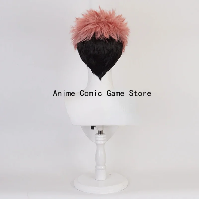 Anime itadori Yuji cosplay wig short hair high temperature silk rose inner mesh wigs and cap