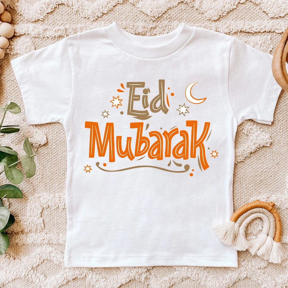 

Eid Mubarak Printed Kids Shirt Toddler Outfits Child Eid T-shirt Boy Girl Clothes Ramadan Gift T-shirts Children Present Tee