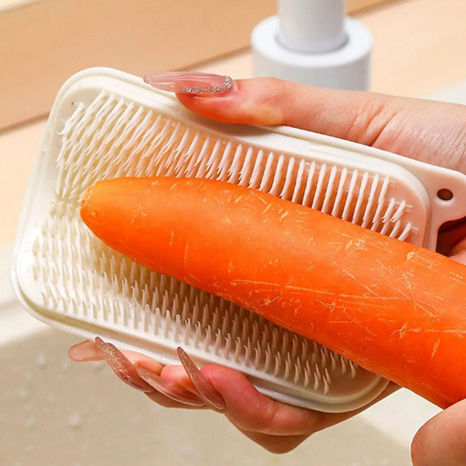 Kitchen Cleaning Brush Soft Bristles Labor-saving Portable Bendable Fruit Vegetable Dishwashing Brush Crevice Cleaning Tools