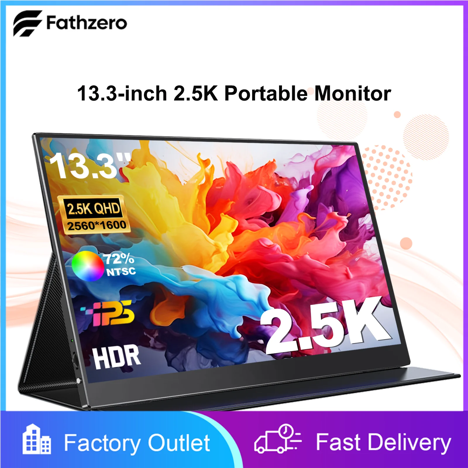 13.3 Inch Portable Display 2560*1600P 60Hz OLED IPS Monitor HDMI USB Type C Connector For Mobile Phone laptop Xbox PC PS4 5 Mac