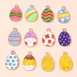 10pcs Colorful Lovely Easter Day Rabbit Bunny Easter Eggs Charms Dinosaur Eggs Pendants for DIY Jewelry Making Craft