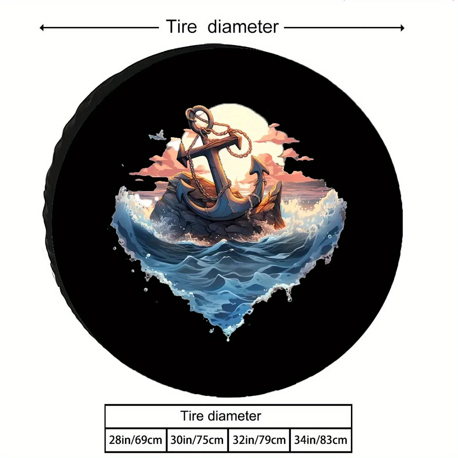 Fit Spare Tire Cover With Giant Anchor Design - Durable Polyester, Waterproof Protection For RVs & Camping Trailers