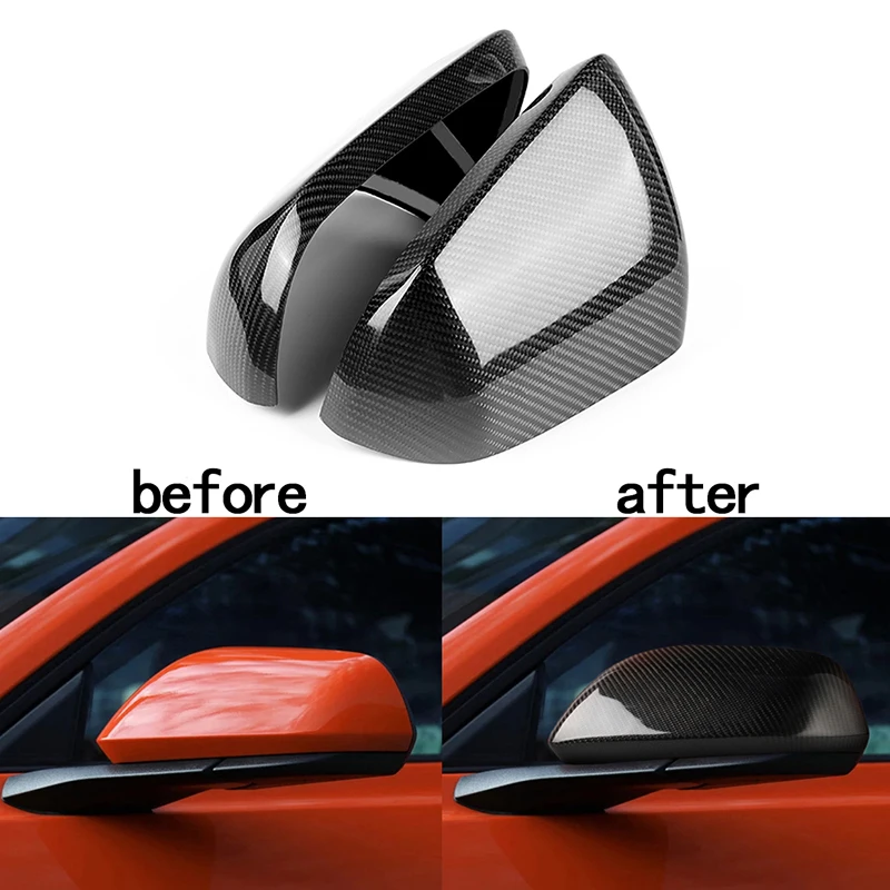 

2 Pcs Car Side Wing Rearview Mirror Cap Shell For Mustang 2015-2019 USA Version Non Light Replacement Side Mirror Caps Trim