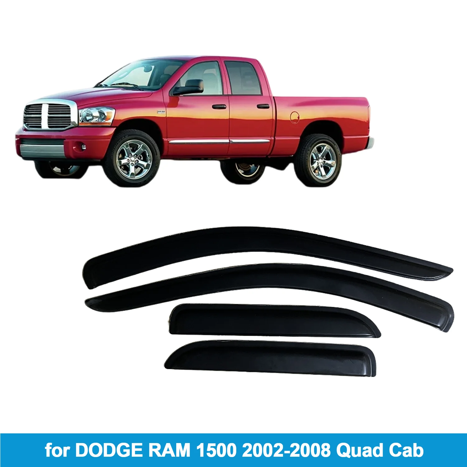 

Оконный козырек для DODGE RAM 1500 2002-2008 Quad Cab, защита от дождя, боковой дефлектор, защита от атмосферных воздействий, лента для наружного крепления