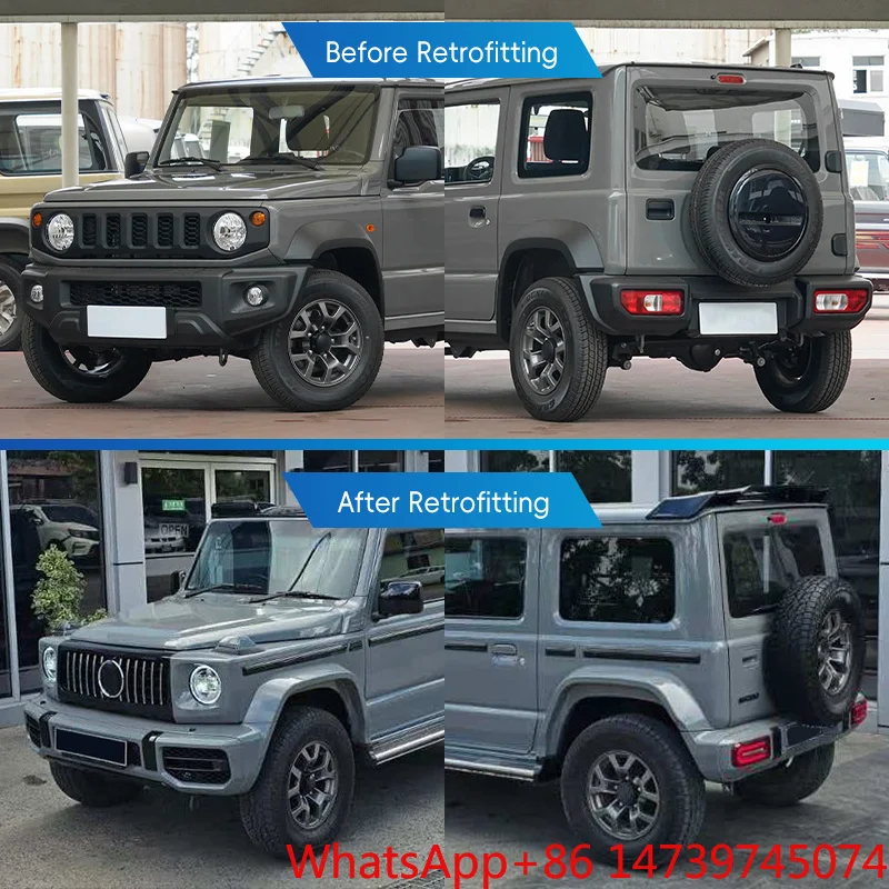 Jimny G63 Style Full Body Kit Front Rear Bumper Lip Side Skirt Engine Hood Grille Exterior Tuning PartsCar Parts Body Kit