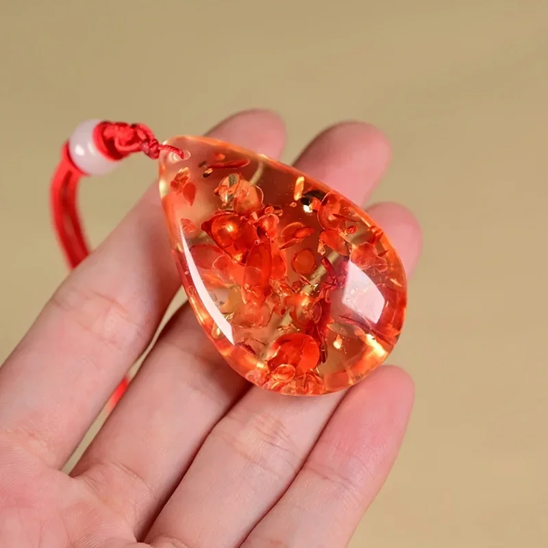 Bohemian Amber Pendant Necklace, Unisex Fashion Resin Charm