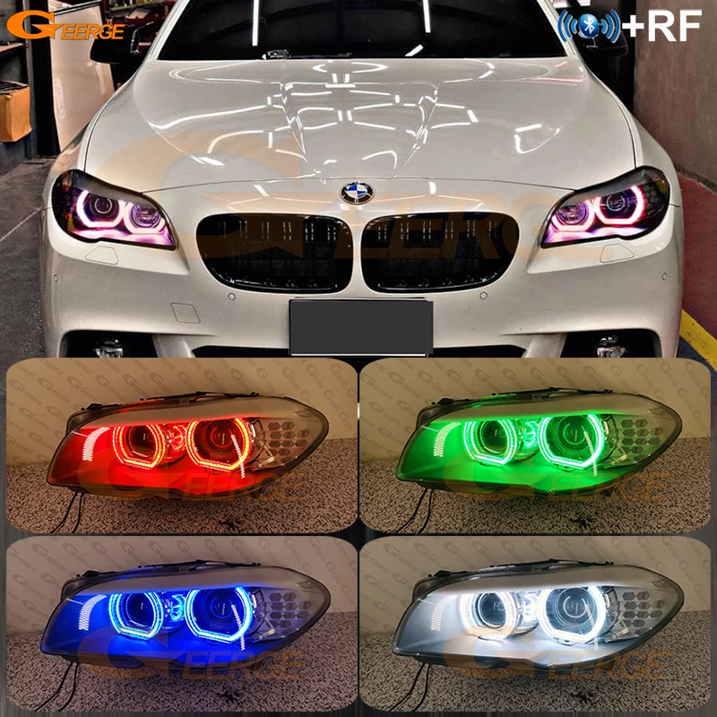 

For BMW 5 Series F10 F11 F18 520i 523i 528i 530i 535i M5 Bluetooth App DTM Style Multi Color RGB Led Angel Eyes Halo Rings