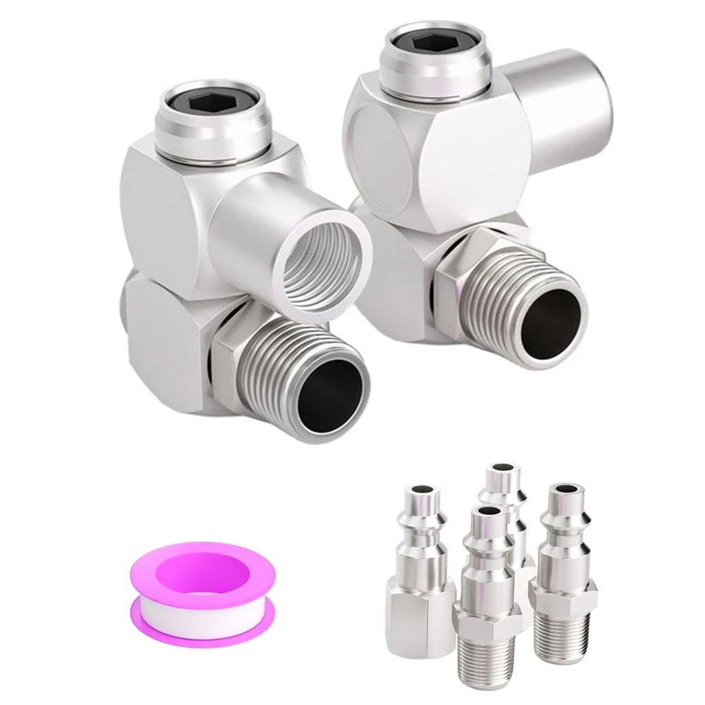 Pneumatic Tool Connector 360 Degree Rotation Swivel Air Tool Fitting 1/4Inch Male NPT X 1/4 Inch Female NPT Air Hose Connector