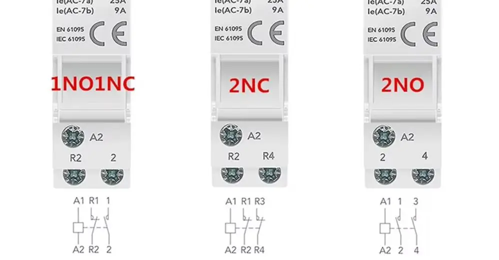 Contactor Modular Automático de 230V 25A, 2P 2NO, para Control de Circuitos Domésticos, Montaje en Riel DIN, Contactor Modular Automático de CA de 230V 25A, 2P 2