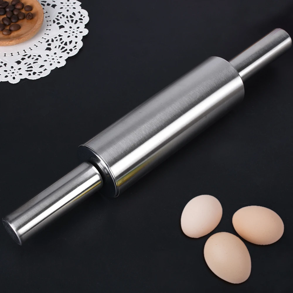 Stainless Steel Rolling Pin Non-Stick Pastry Dough Roller Bakeware Pizza Noodles Cookie Pie Making Baking Tools Kitchen Utensil