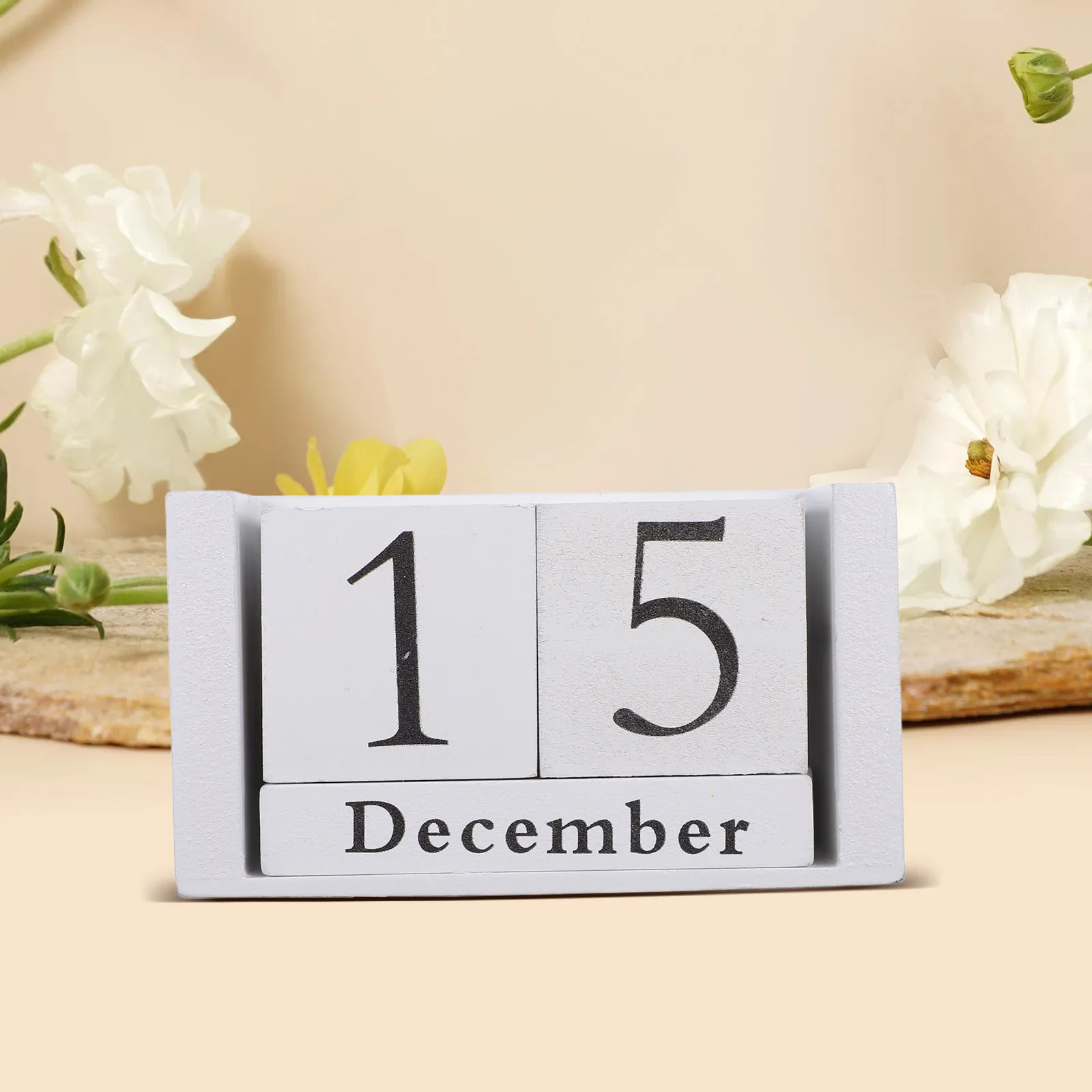 

Vintage Wooden Perpetual Desk Calendar Adjustable Month Date Display Block For Home Office Stable Wood Craft Printing