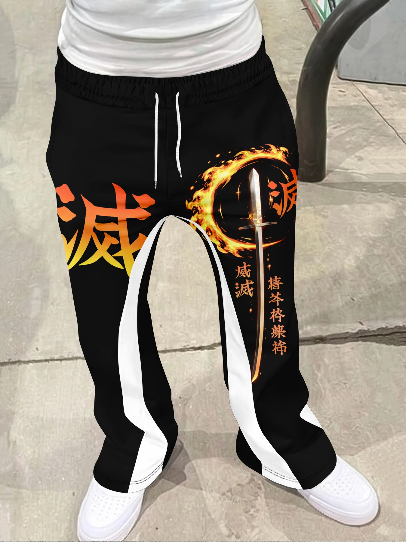 Y2k Flared Pants Men Loose 3D Print Trousers Casual Sweatpants Mid Waist Sporty Female Clothes Streetwear Hip Hop Vintage Pants - view 3