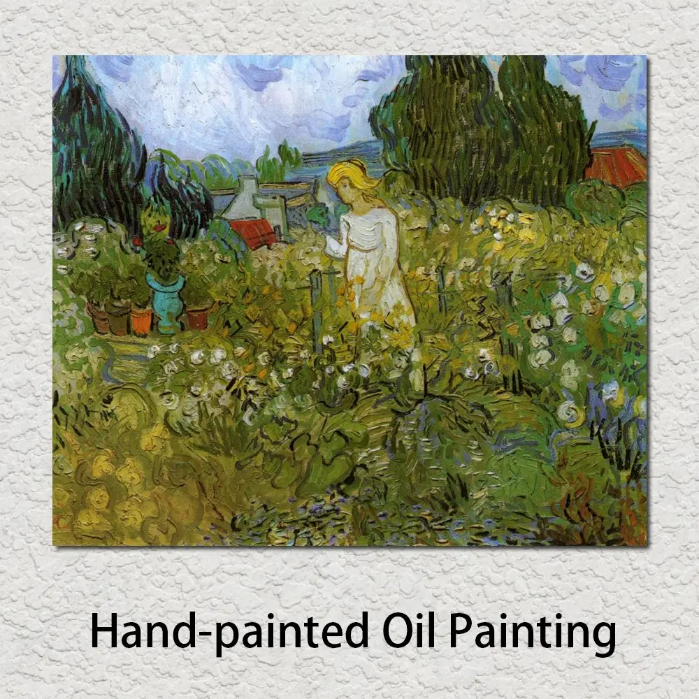 

Handmade Vincent Van Gogh Painting Garden Landscape Canvas Art Marguerite Gachet in the Garden Modern Artwork Bathroom Decor