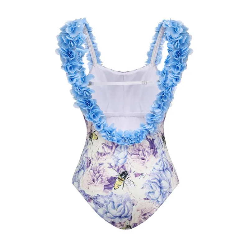 Ensemble de bikini imprimé floral pour femmes, bikinis à volants, maillot de bain à bretelles, maillot de bain brésilien, nouveauté