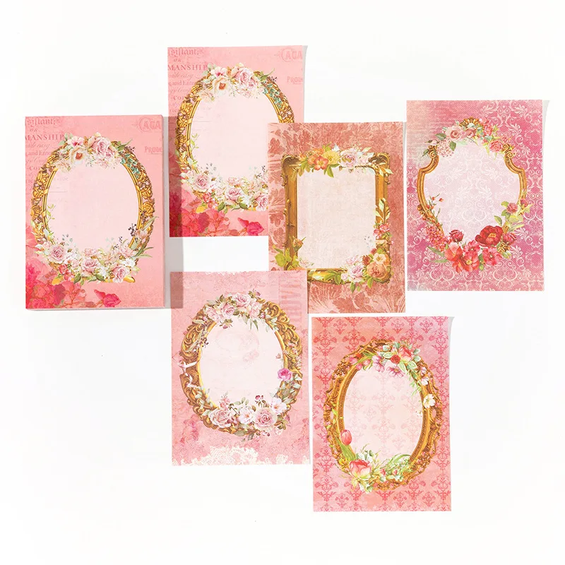 80 Sheets Note Pad Retro Flower Hand Account Decoration Student Plan Note Message Paper Memo Pad Office & School Supplie