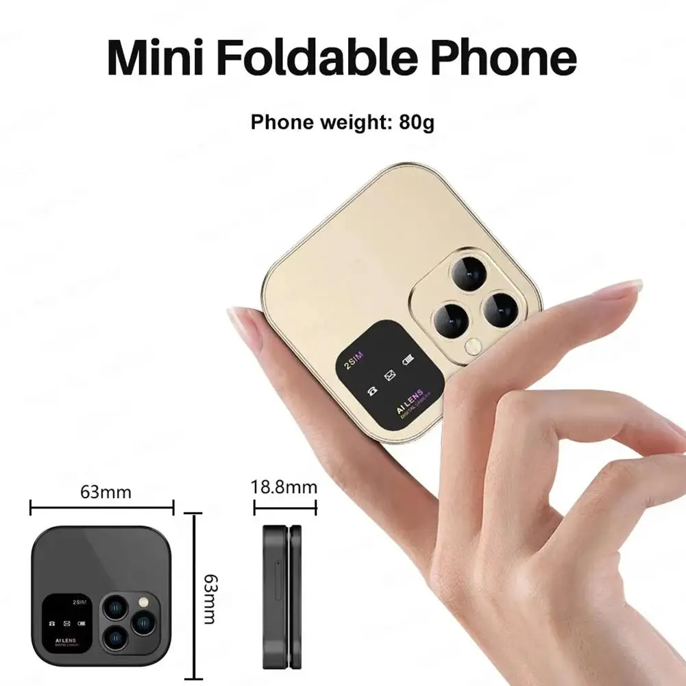 Mini Foldable Mobile Phone Edrear Camera Small Display Support Audio Dial Multi-language Phone Speed Cellphone Flip Vibrati J3W6