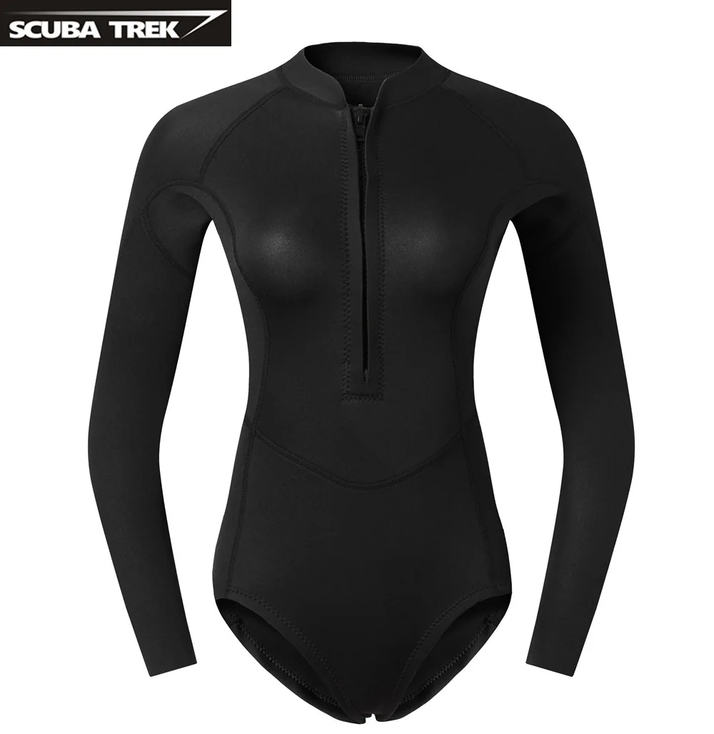 Women's Swimsuit 2mm Wetsuit Girls Bikini Wet Suit Long Sleeve Swimsuit Snorkeling Suit One-piece Swimsuit Surf Suit