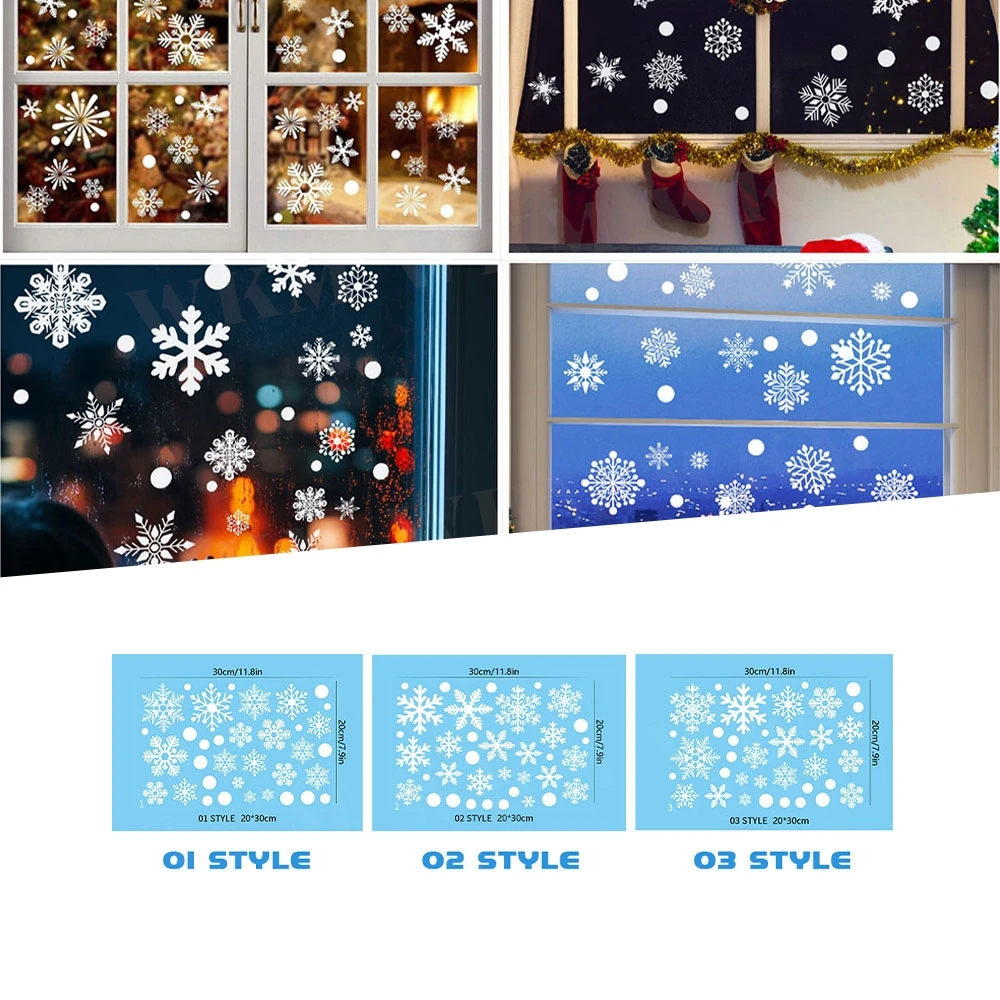 

New Christmas Glass Sticker Home Deco Ornament Xmas Snowflake Santa Claus Door Shop Window Sticker New Year Christmas Decoration