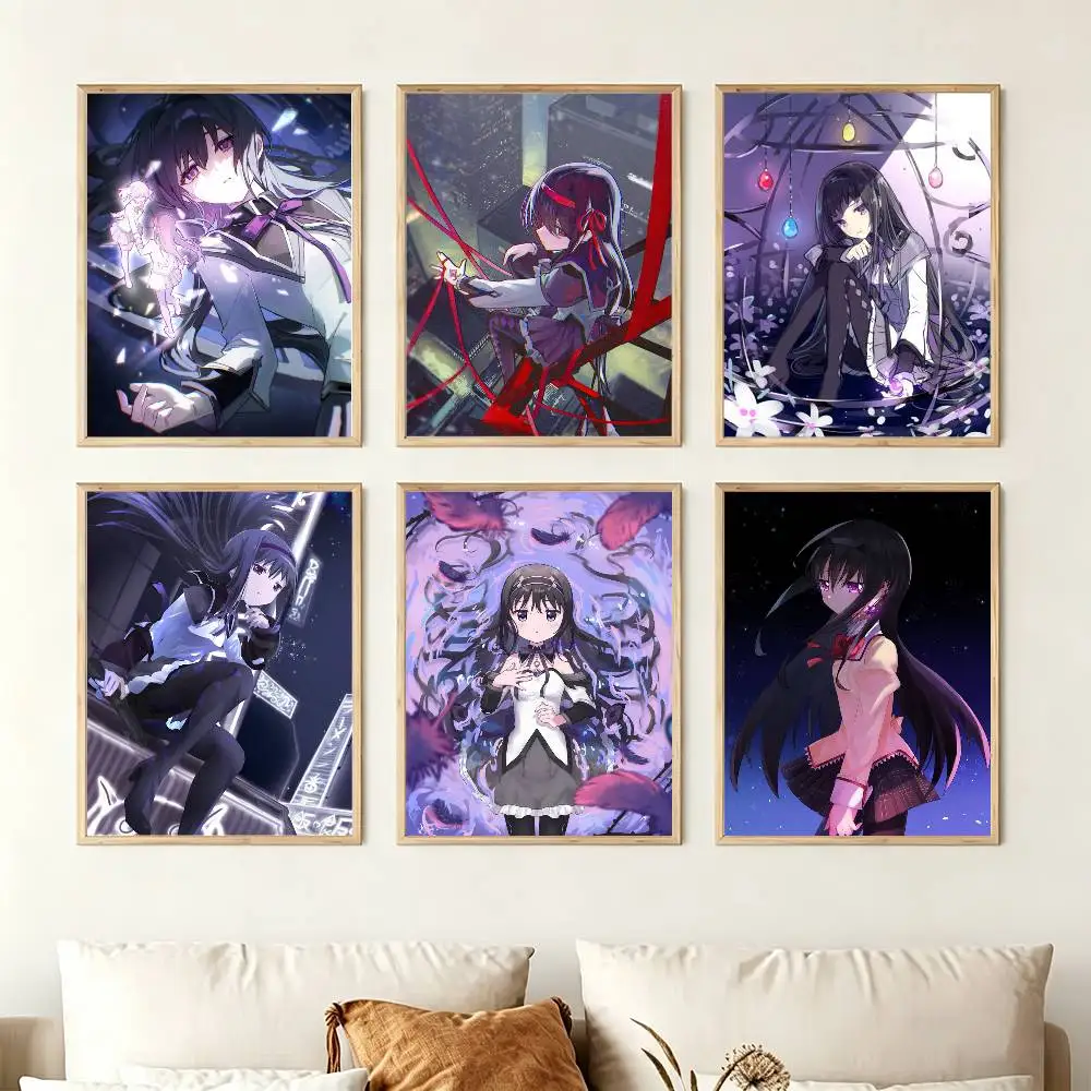 H-Homura A-Akemi Puella Magi Poster Waterproof Wall Art Sticker For Bar Living Room Vintage Decor High Quality Print Gift