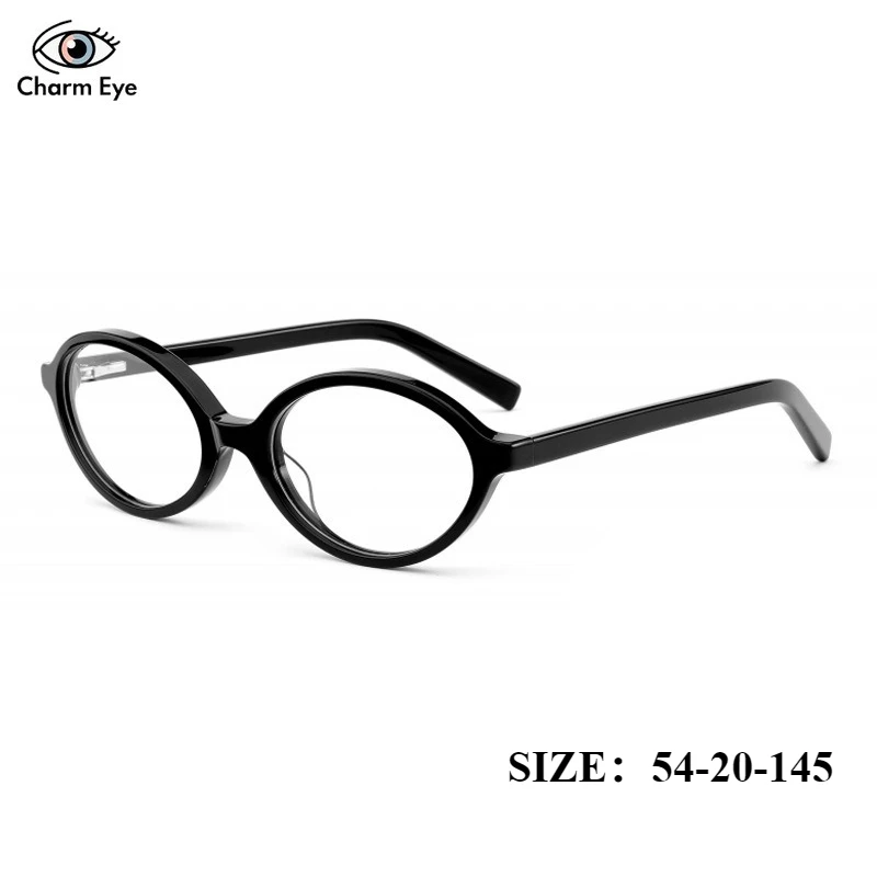 

New Women Bookworm Cat Eye Elliptical Glasses Fashion Optical Retro Myopia Reading Anti Blue Light Men Acetate Eyeglass Frame