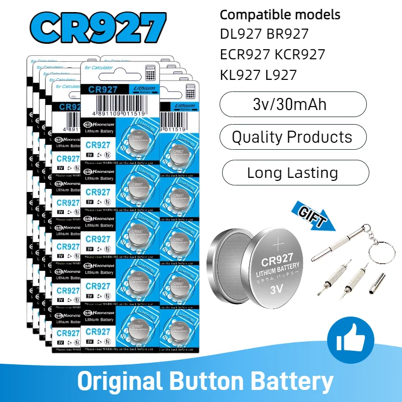 top5-100PCS CR927 Button Cell Batteries 3V DL927 BR927 LM927 ECR927 CR 927 Lithium Batteries For Watch Car Remote Clock Toys