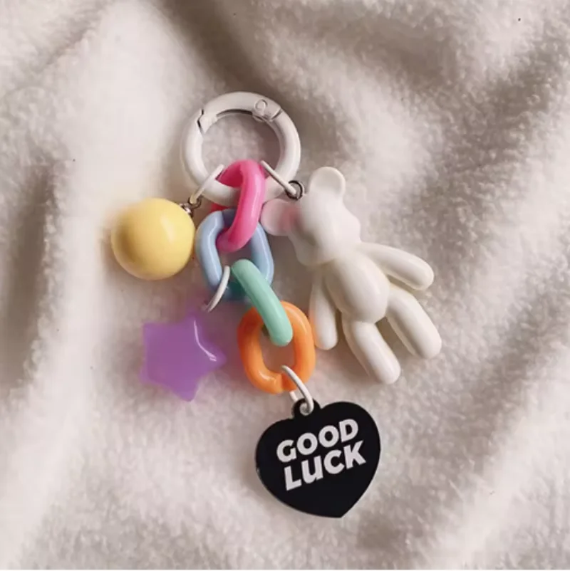 Kreative Nette Bär Schlüsselbund Bunte Bär Tasche Dekoration Zubehör Für Frauen Mädchen Mode Kopfhörer Schutzhülle Anhänger