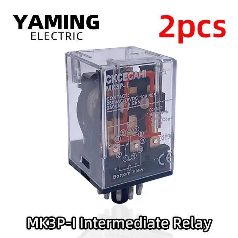 

2pcs Intermediate Relay Mini MK3P-I For Industrial Control Systems 11 Pins 10A 24VDC AC220V Switching Electronic Component