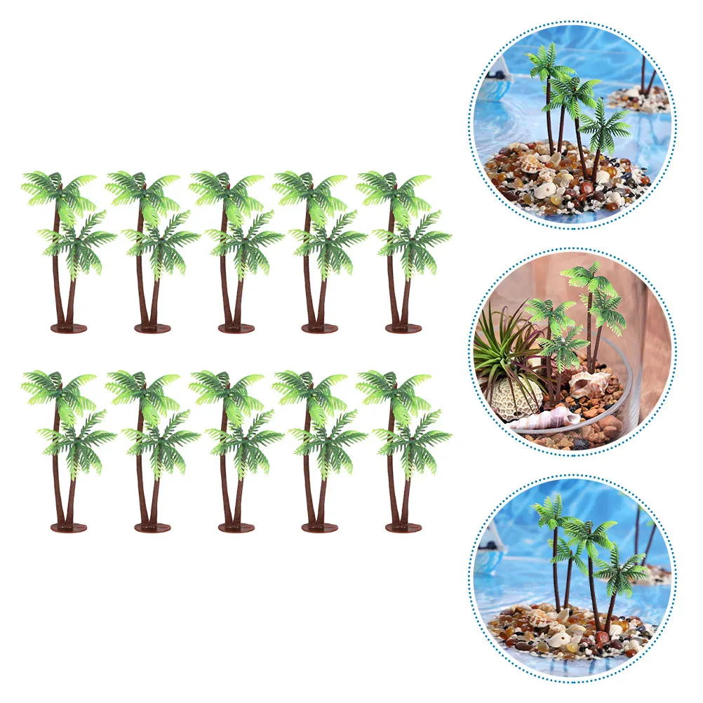 

10pcs Simulation Coconut Trees Faux Fake Artificial Plants For Home Office Party Birthday Banquet Fish Tank Decoration Realistic