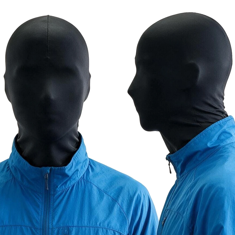 2Pcs Men Head Cover Mask Full-Face Non-Ventilated Covering Cap Outdoor Riding Stretch Full-Coverage Sun Protection Halloween Set