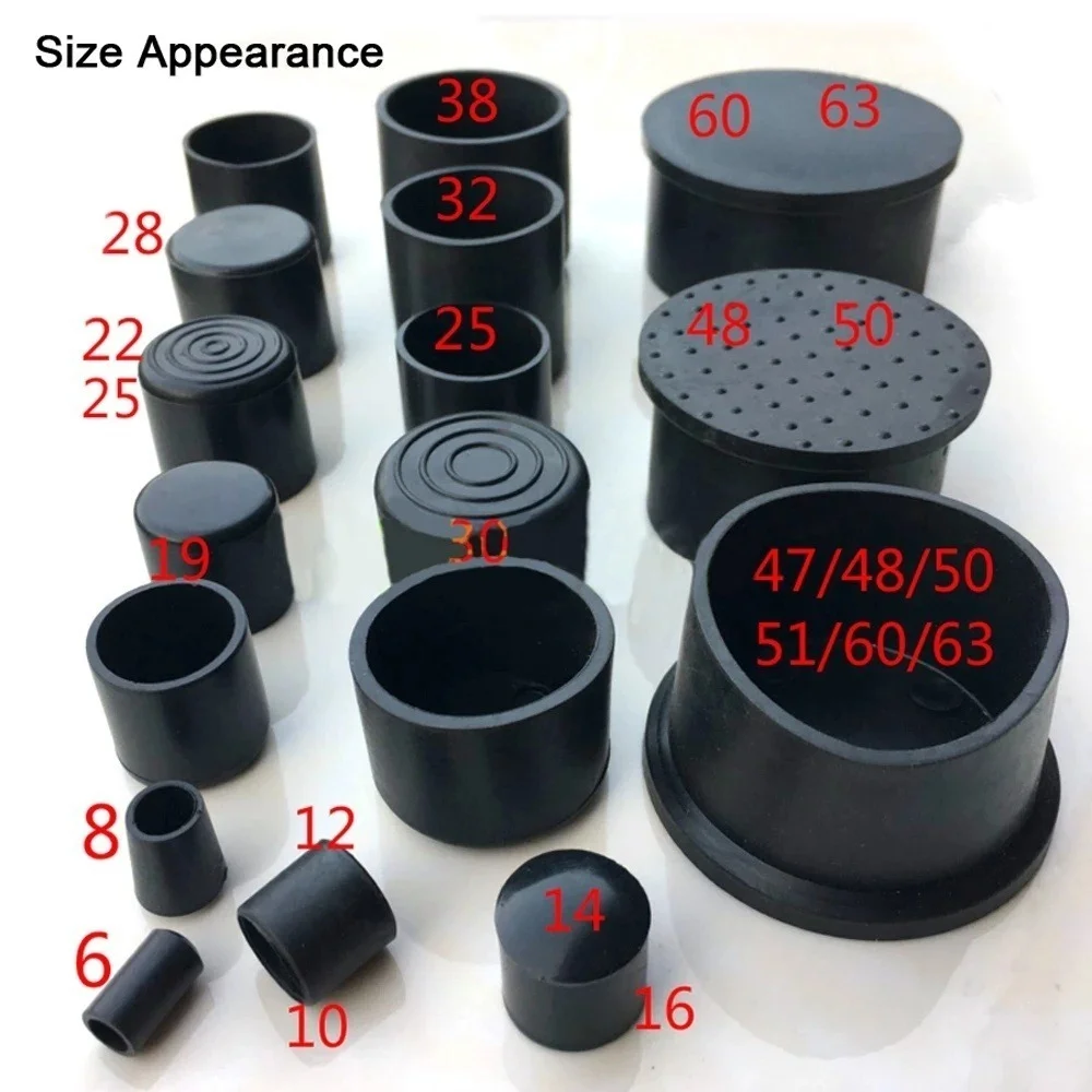 Rubber Chair Leg Caps, Móveis Foot Table End Cap Covers, Protetor de Chão para Móveis Nivelamento Pés Pipe Plugs, Capa contra poeira, 16 pcs