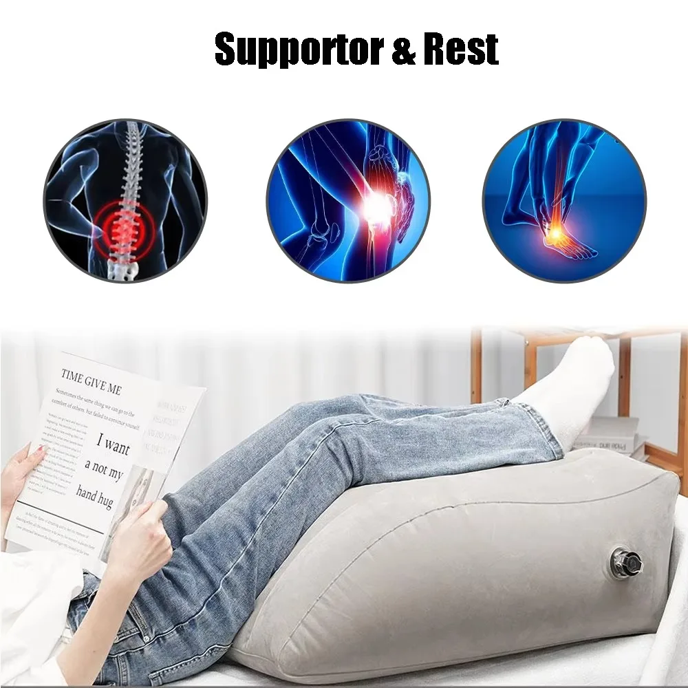 

Portable Flocking Inflatable Leg Pillow Swelling Relief Trapezoidal Foot Support Pillow Swelling Hip Foot Leg Cushion Home