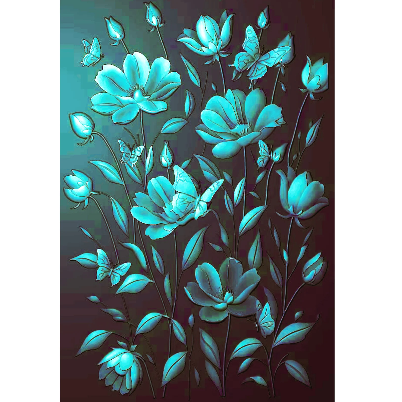 Diseña una carpeta en relieve 3D títida 'La belleza del alivio: reproducción artística de flores y la naturaleza', hecha de plástico duradero,