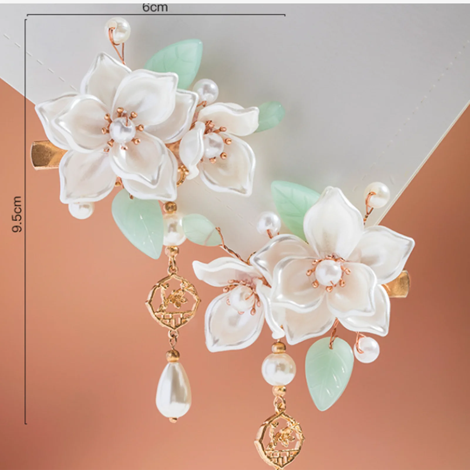 1pair Chinese Style Flower Hairpins Vintage Dress Headwear Tassels Hair Clip Retro Headpieces Hanfu Dress Hair Accessories