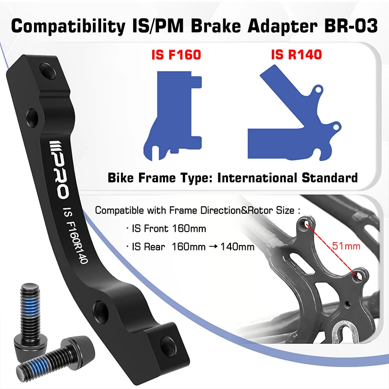 IIIPRO 160 a 140 180 203 adaptador de freno de disco de bicicleta PM IS adaptador de pinza de freno de bicicleta convertidor de Rotor accesorios duraderos para bicicleta