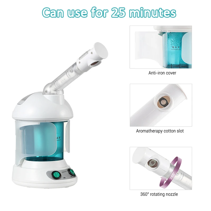 

Portable Vapour Ozone Vaporizador Facial Steamer Face Care Skin Relax Moisturizer Beauty Aroma Herbal Steaming Face Spa Device