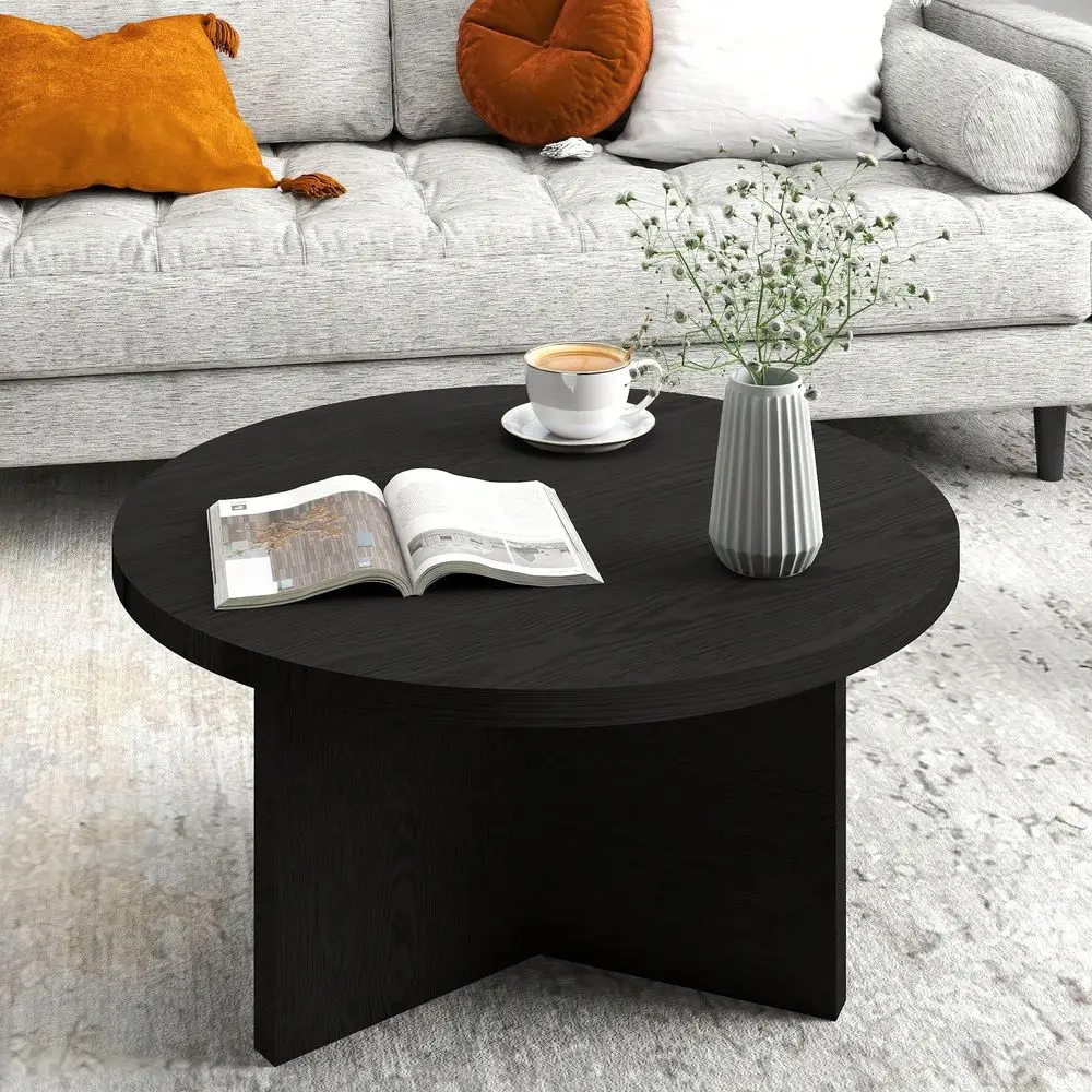 

Table,Round Coffee Table For Small Space,Modern High Gloss Center With Storage Table,Black Finish,Perfect For Sofa, Bedroom,Or