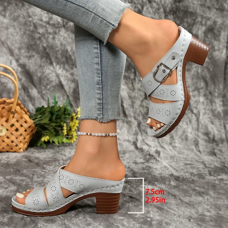 

Summer Women Wedge Bottom Slippers Roma Fashion Hollow Out Sandals Open Toe Vintage New Casual Platform Shoes Female Slides